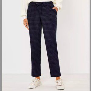 NWT LOFT Tapered Pull On Pants In Windowpane Brush